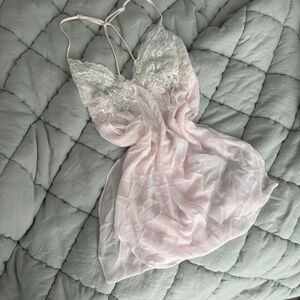 Linea Donatella Pink Mesh Slip Dress Small